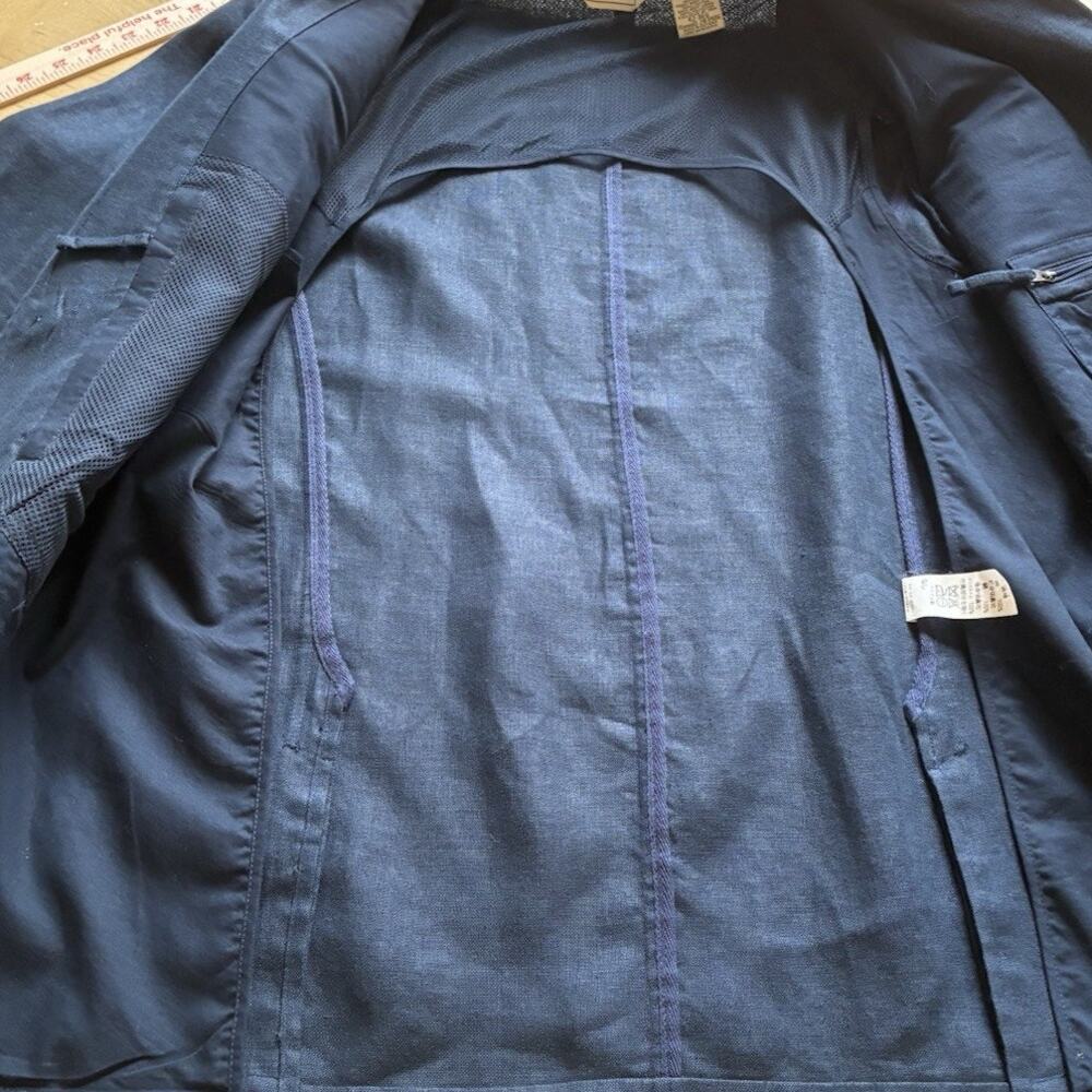 VTG LL Bean LINEN Jacket Men 42 Reg Field Safari Chore Coat Blazer Elbow Patches - Picture 9 of 16